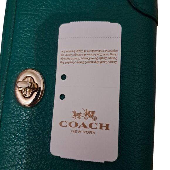 NWT Coach Mercer Wallet Green Leather Accordion Turn Lock Zip Around Classic - Picture 4 of 16